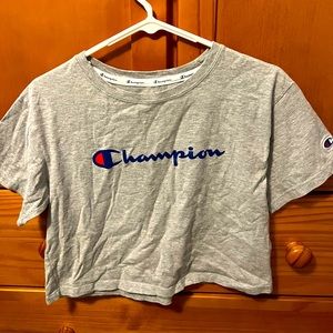 Grey cropped small champion tee